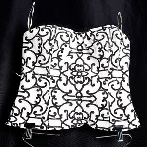 White House Black Market B&W sleeveless corset top